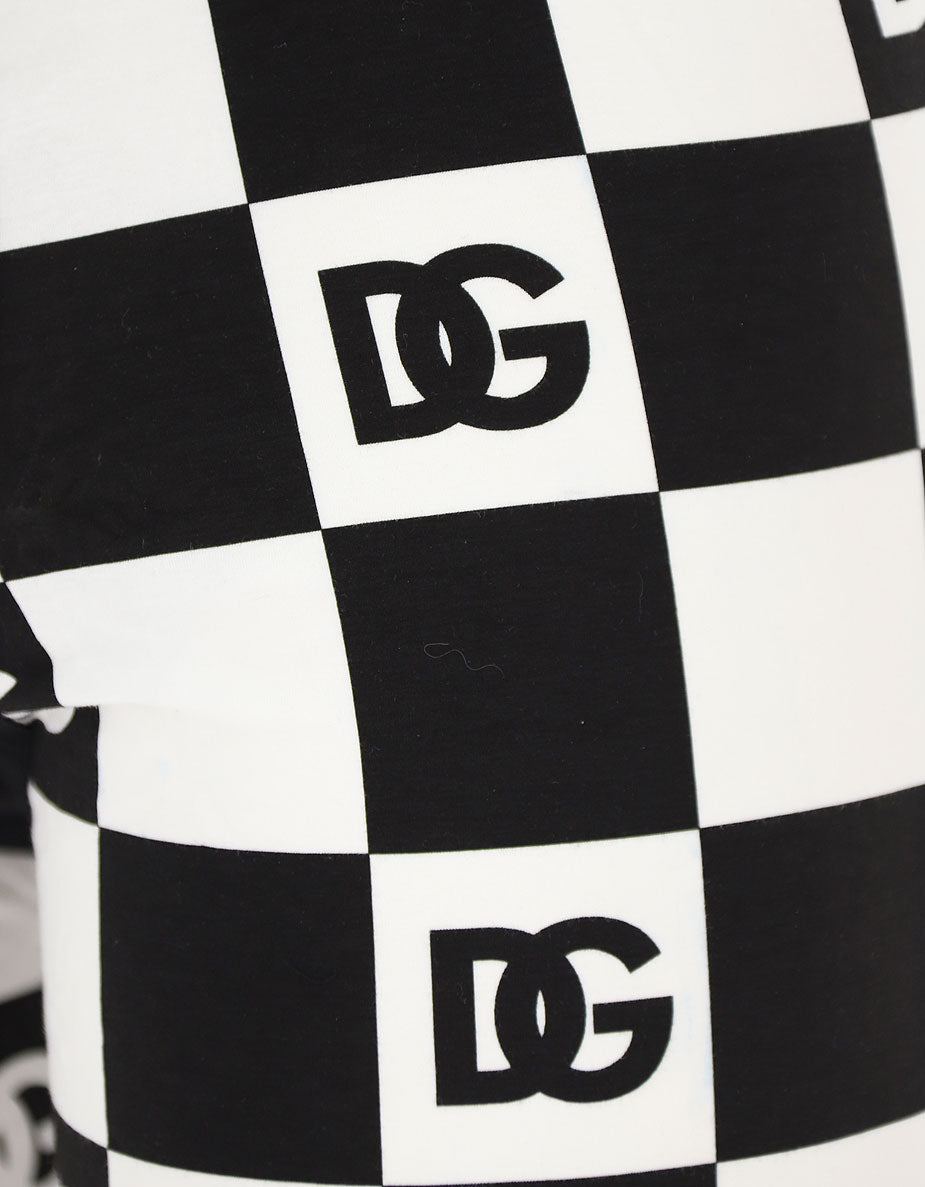 Checkered patterned boxer shorts with maxi black and white logo