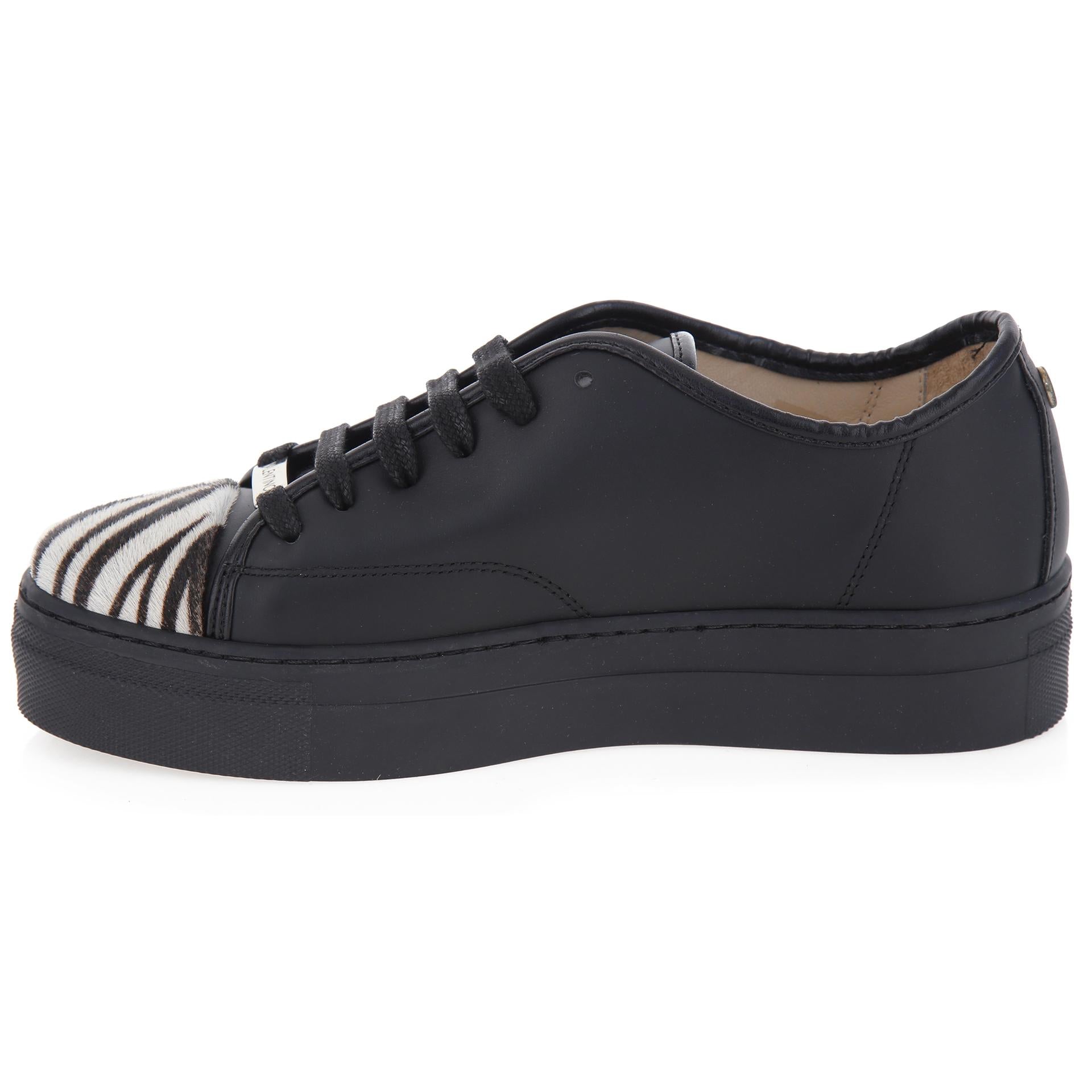 Black leather sneakers