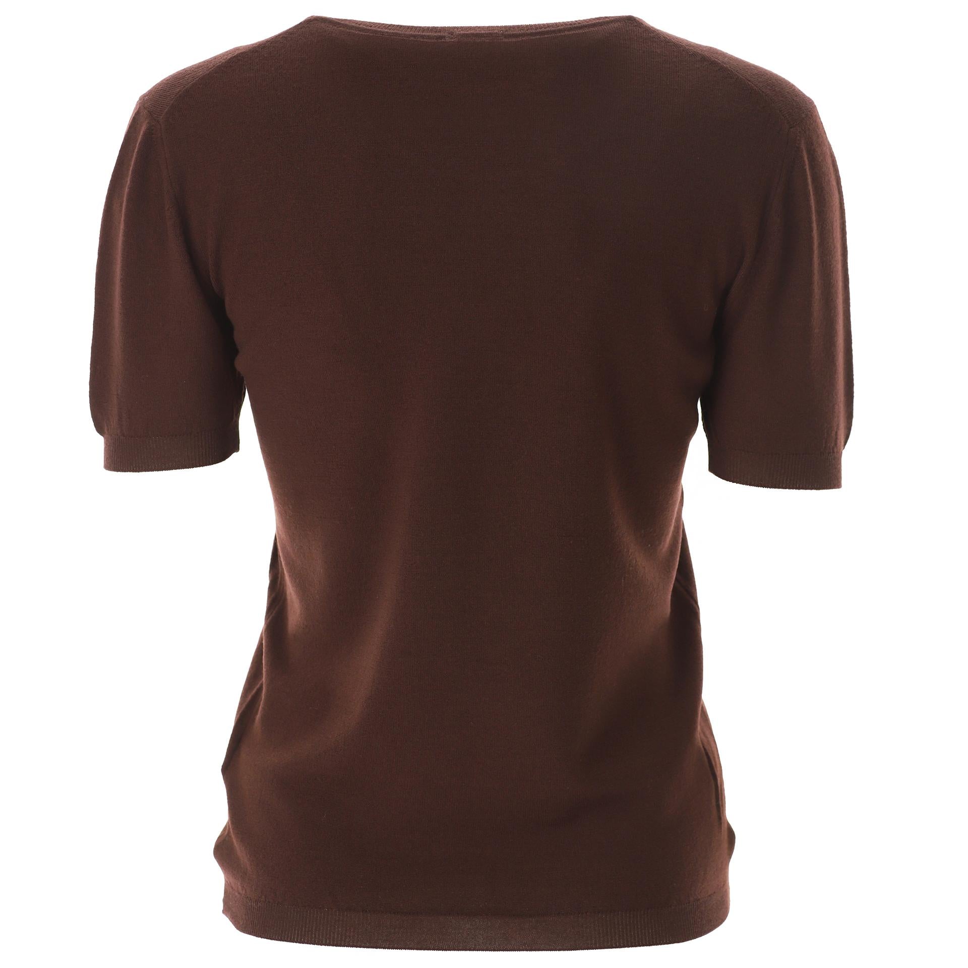 Maglia girocollo lana marrone