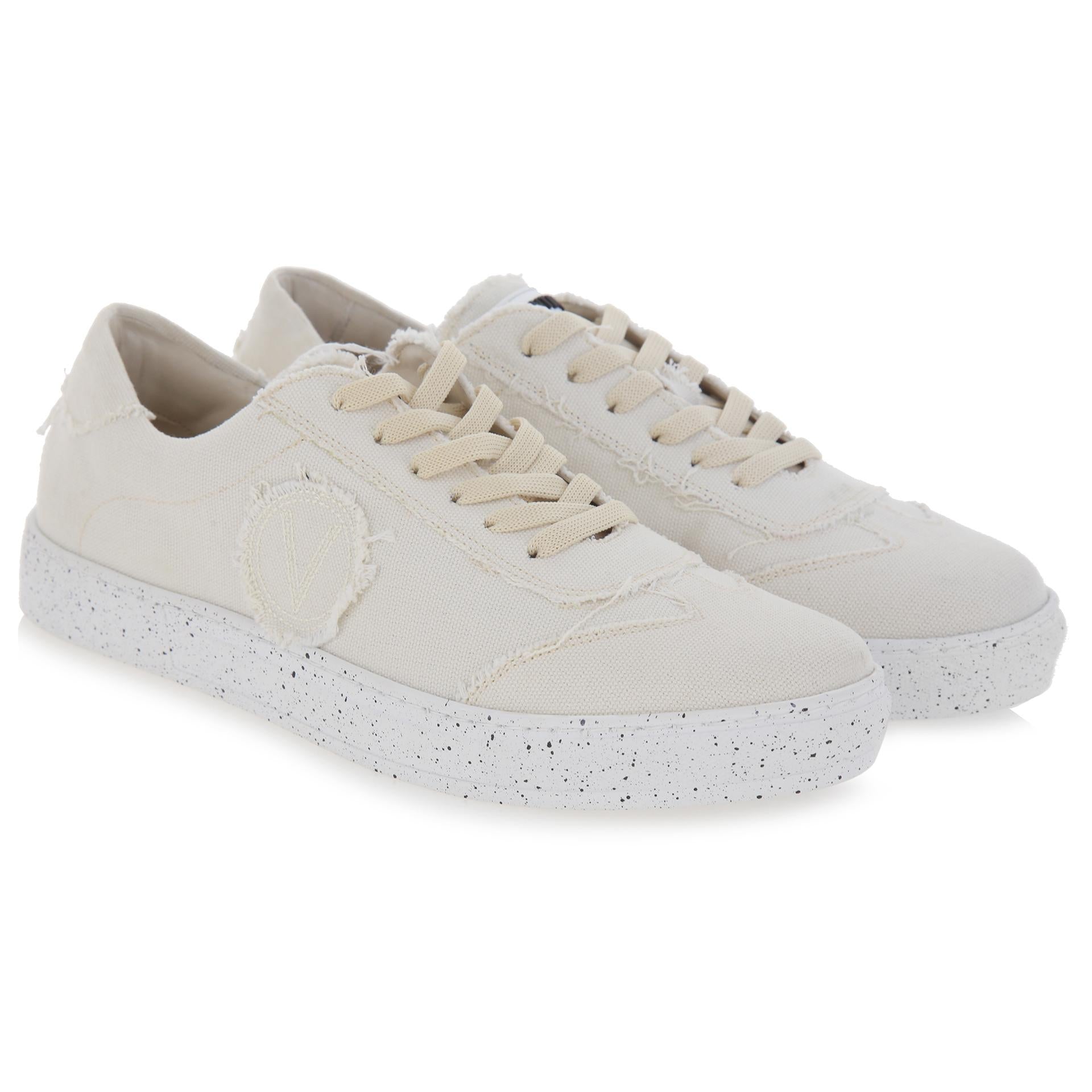 White fabric sneakers