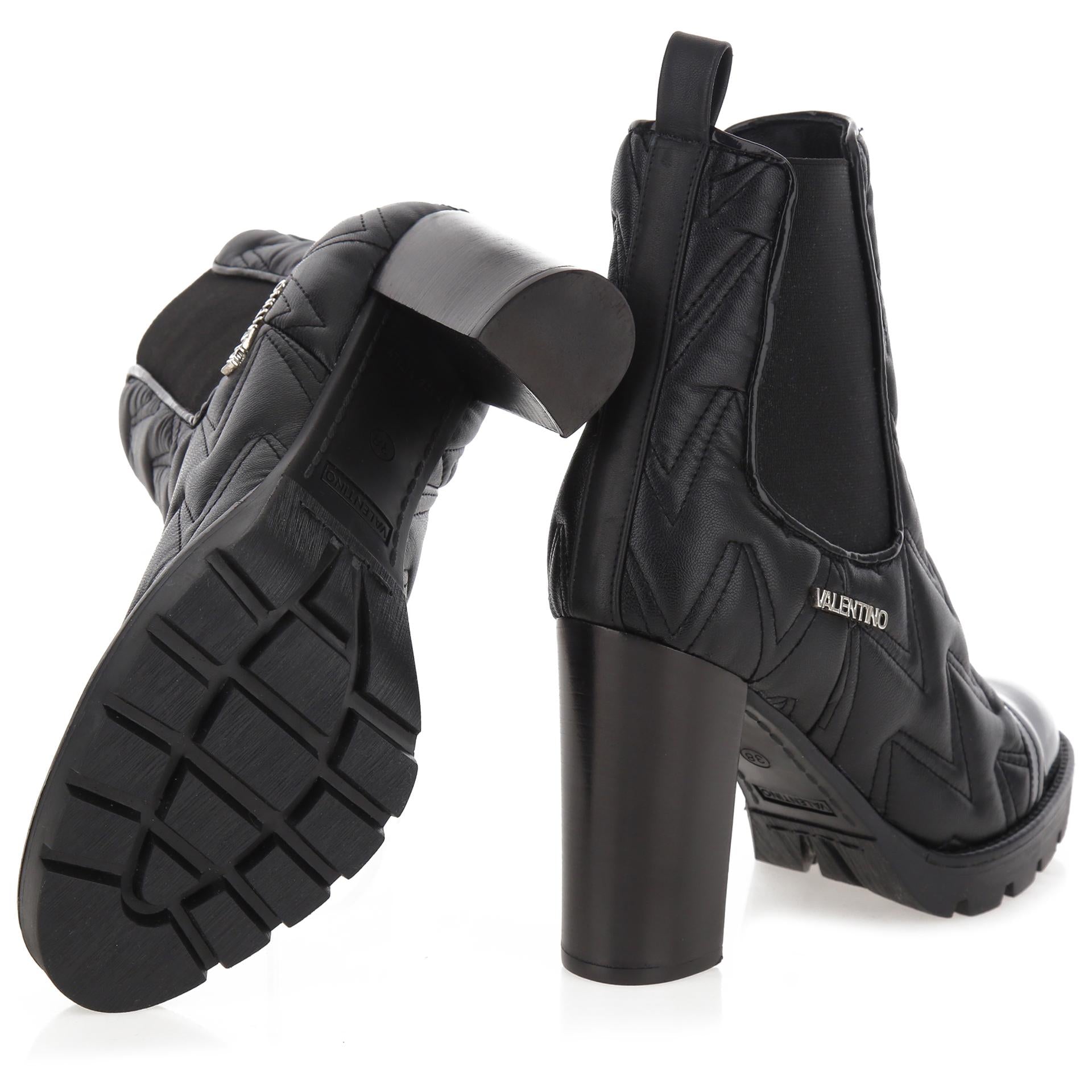 Black leather ankle boots