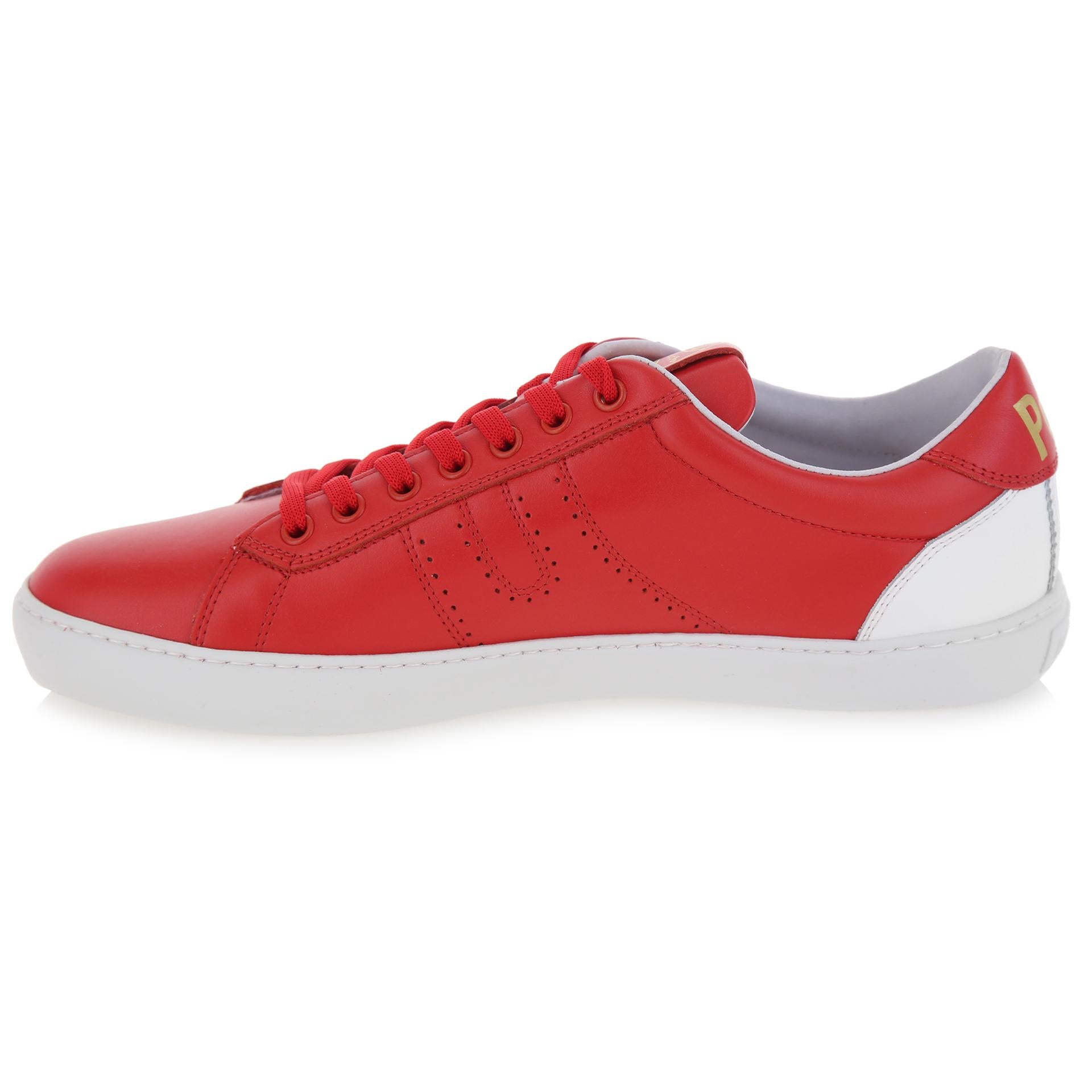 Sneakers bassa pelle rossa