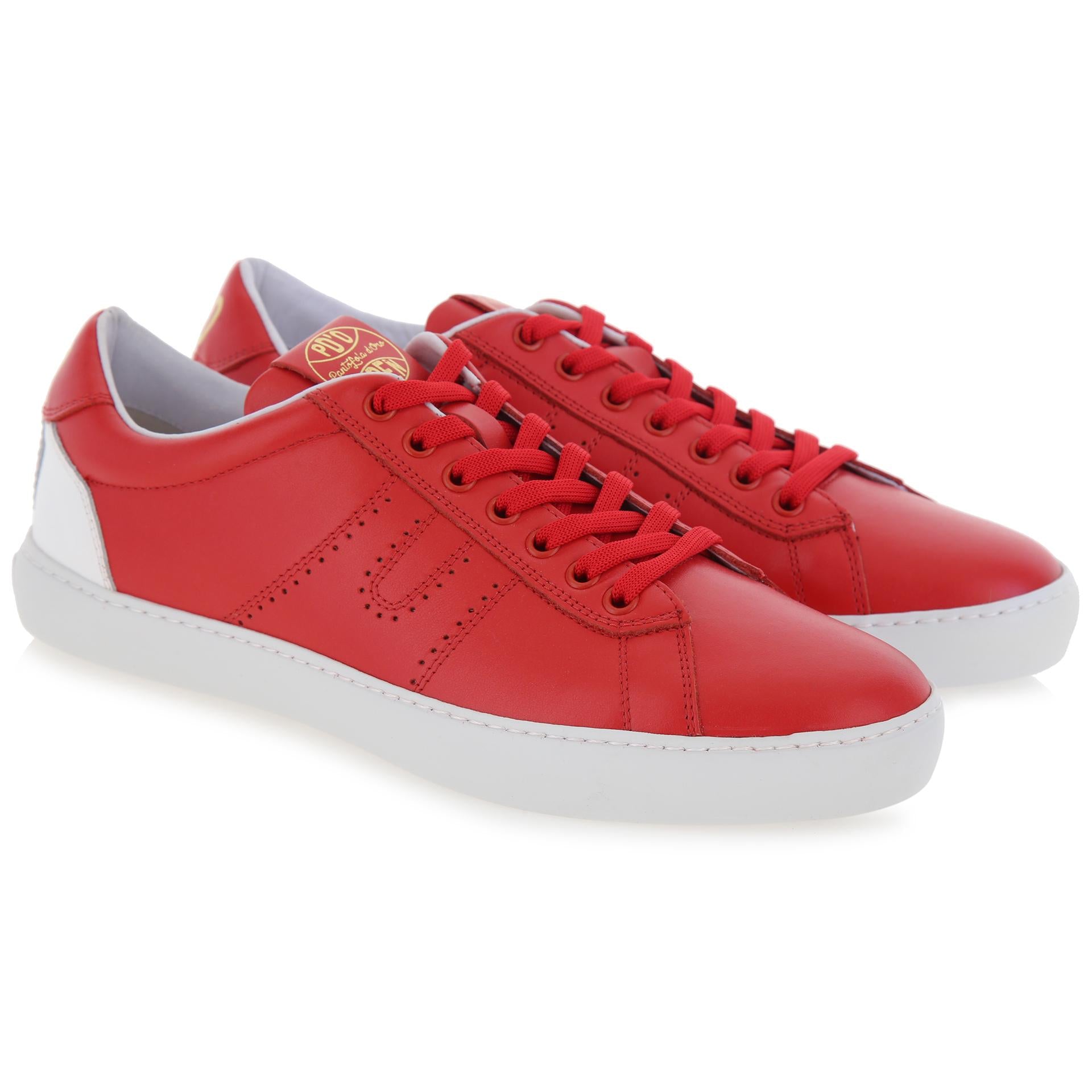 Sneakers bassa pelle rossa