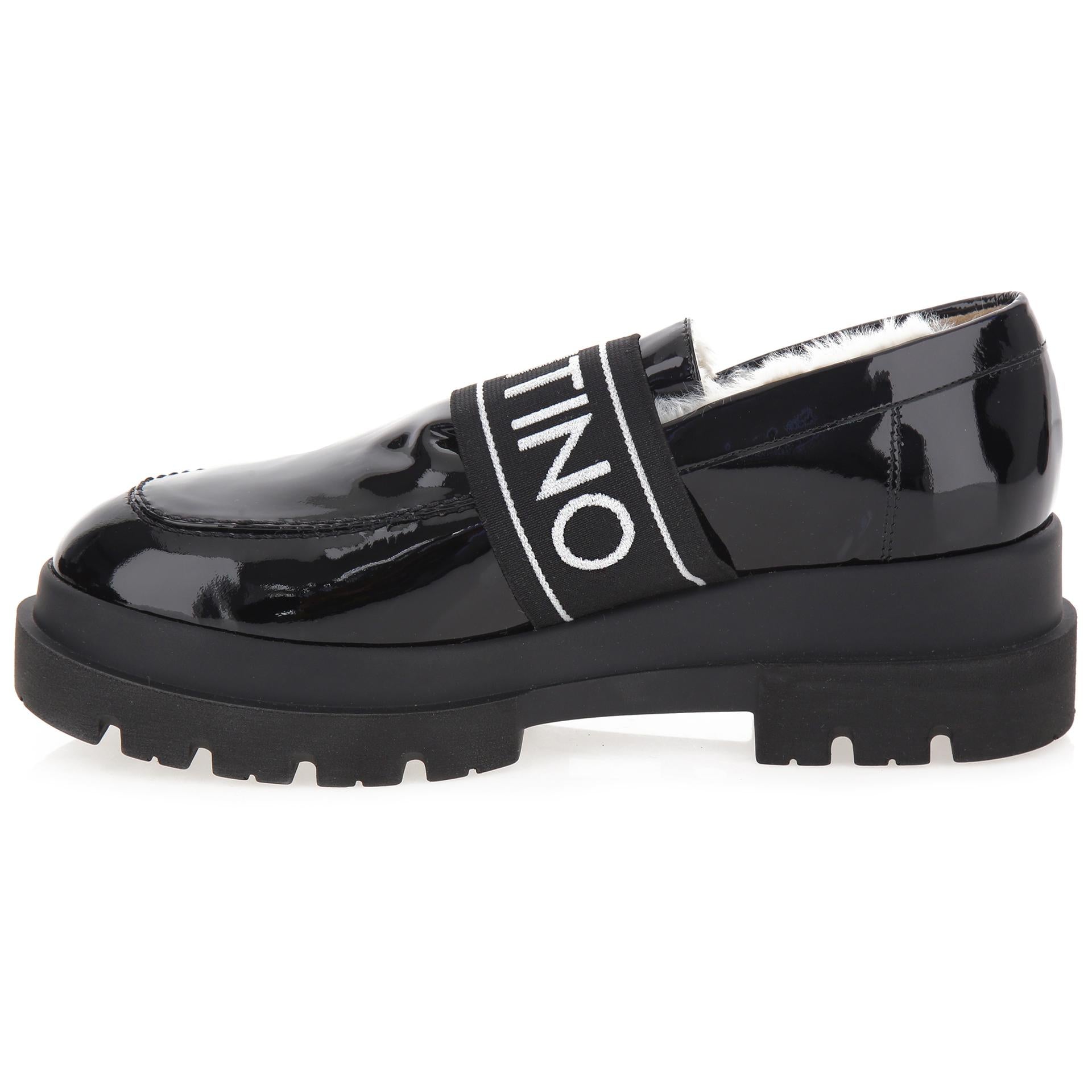 Black patent loafers