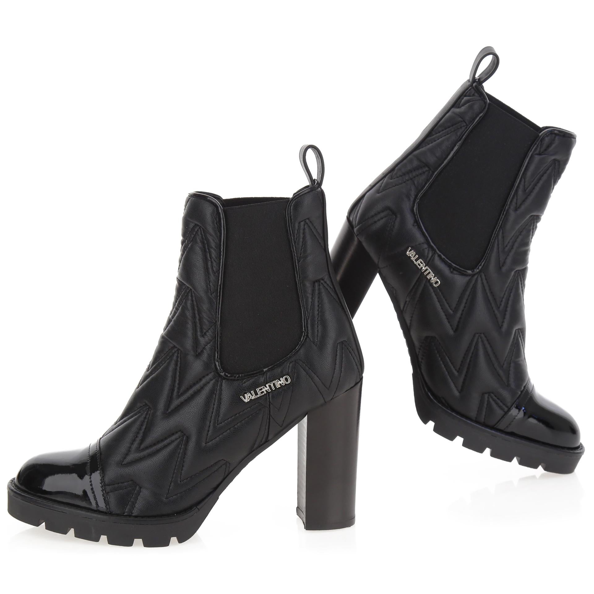 Black leather ankle boots
