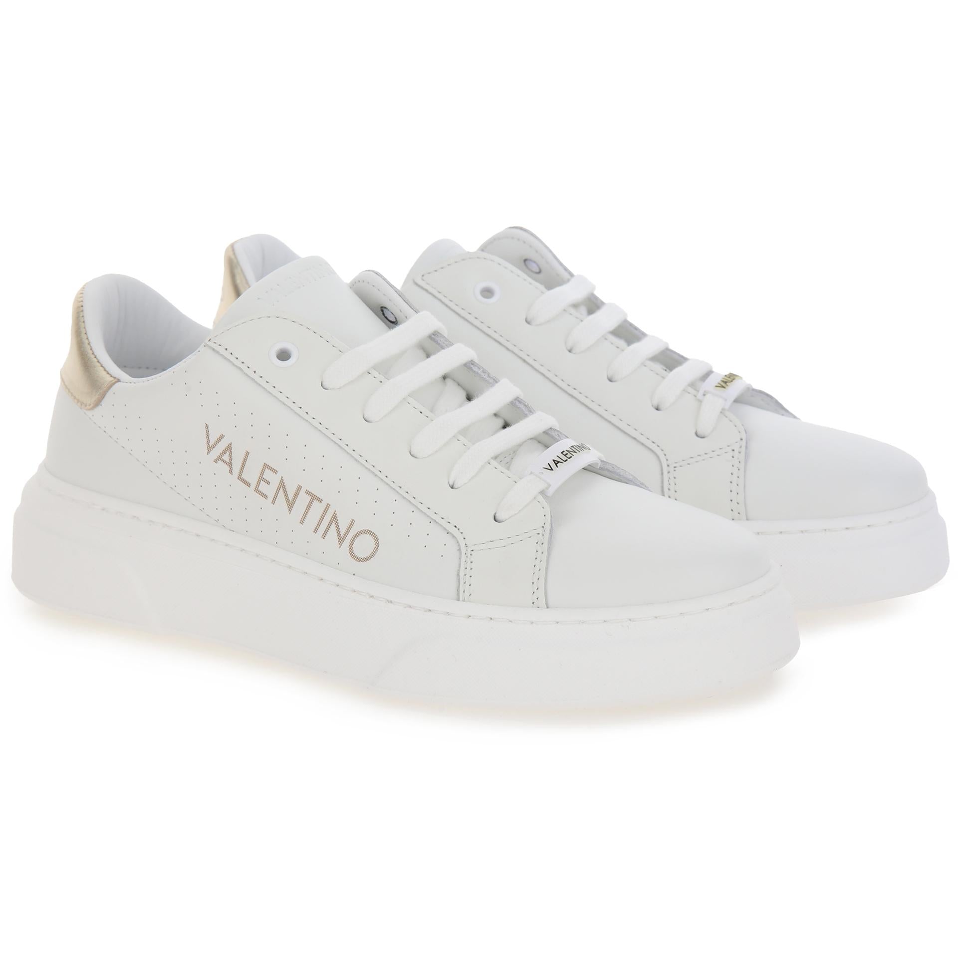 White leather platform sneakers