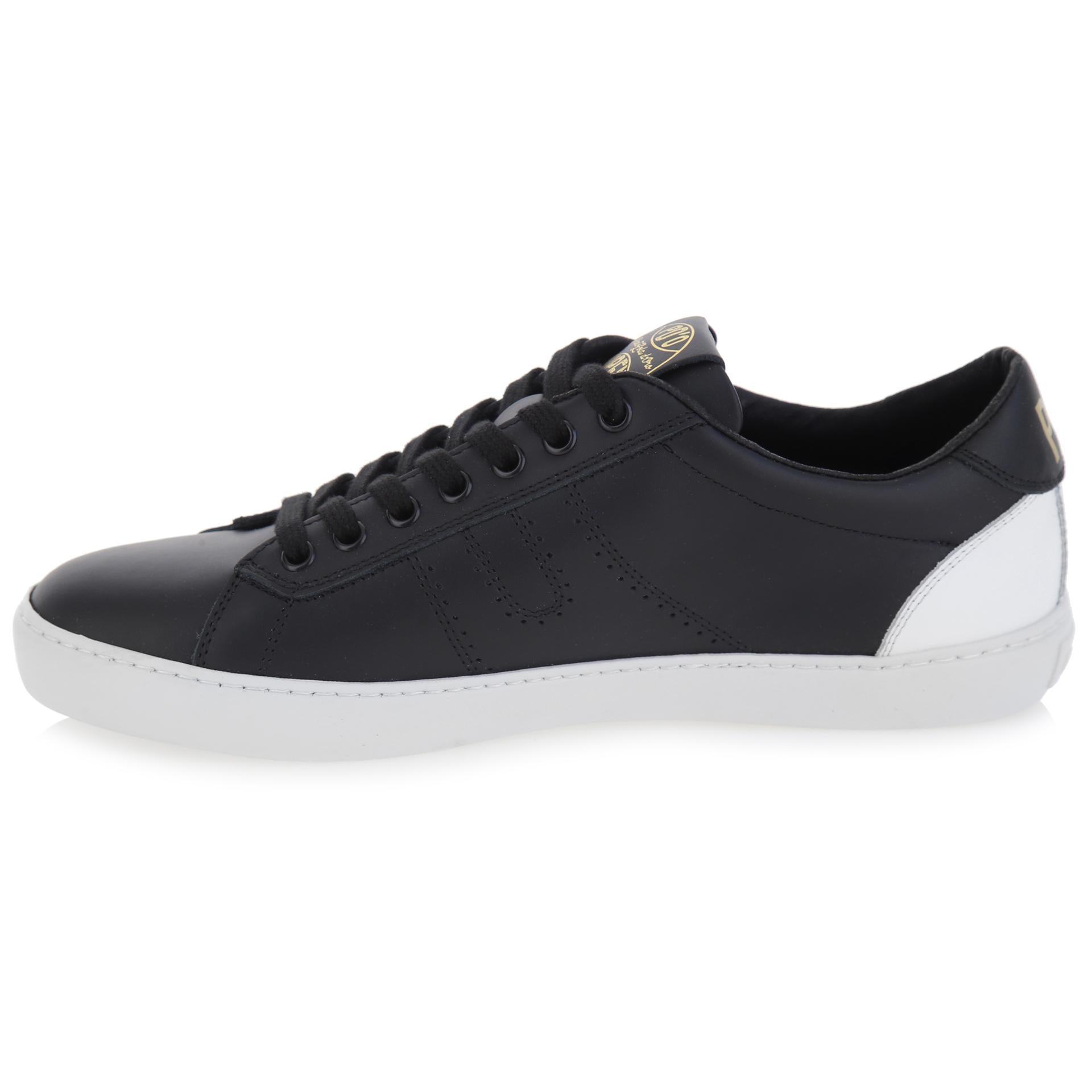 Low black leather sneakers