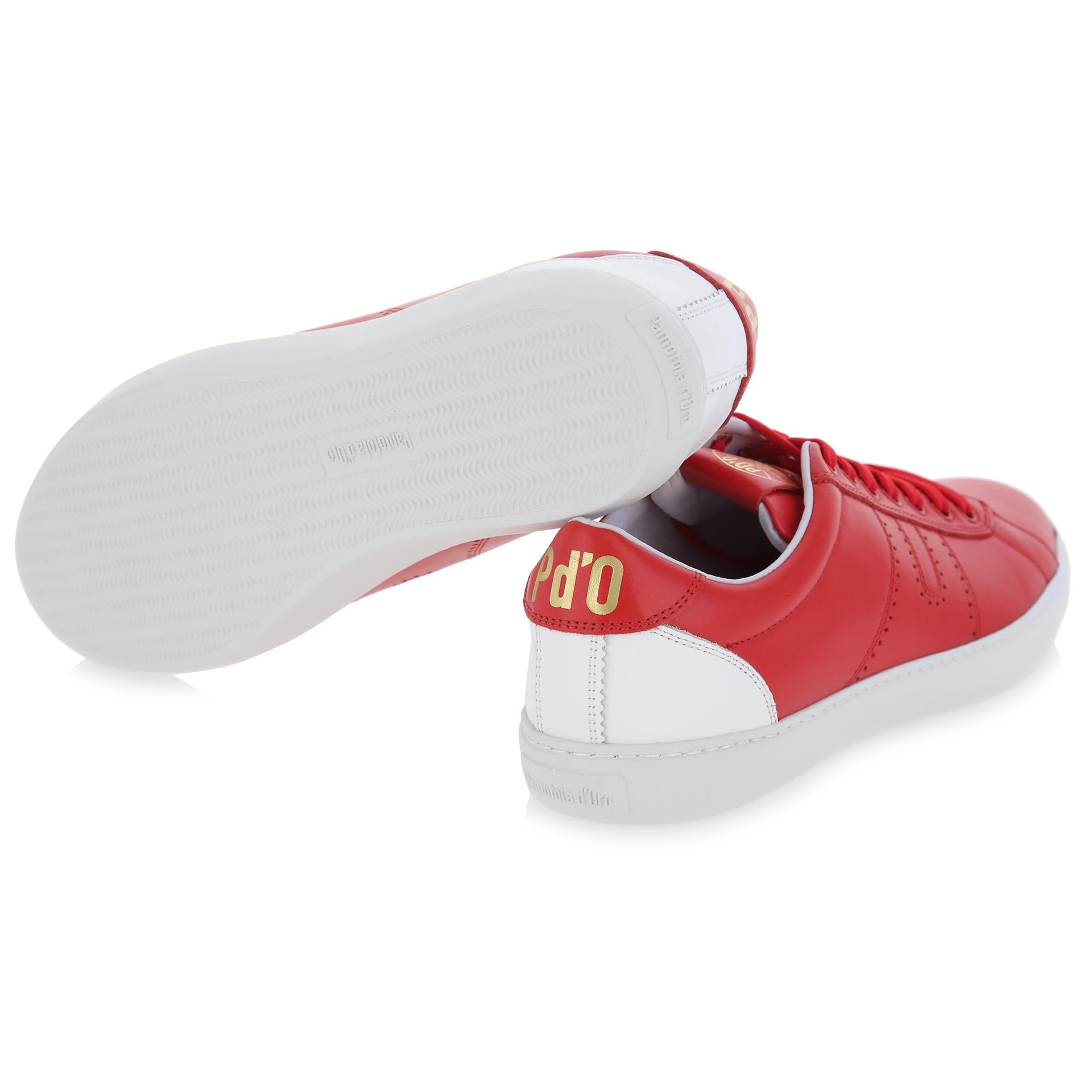 Sneakers bassa pelle rossa