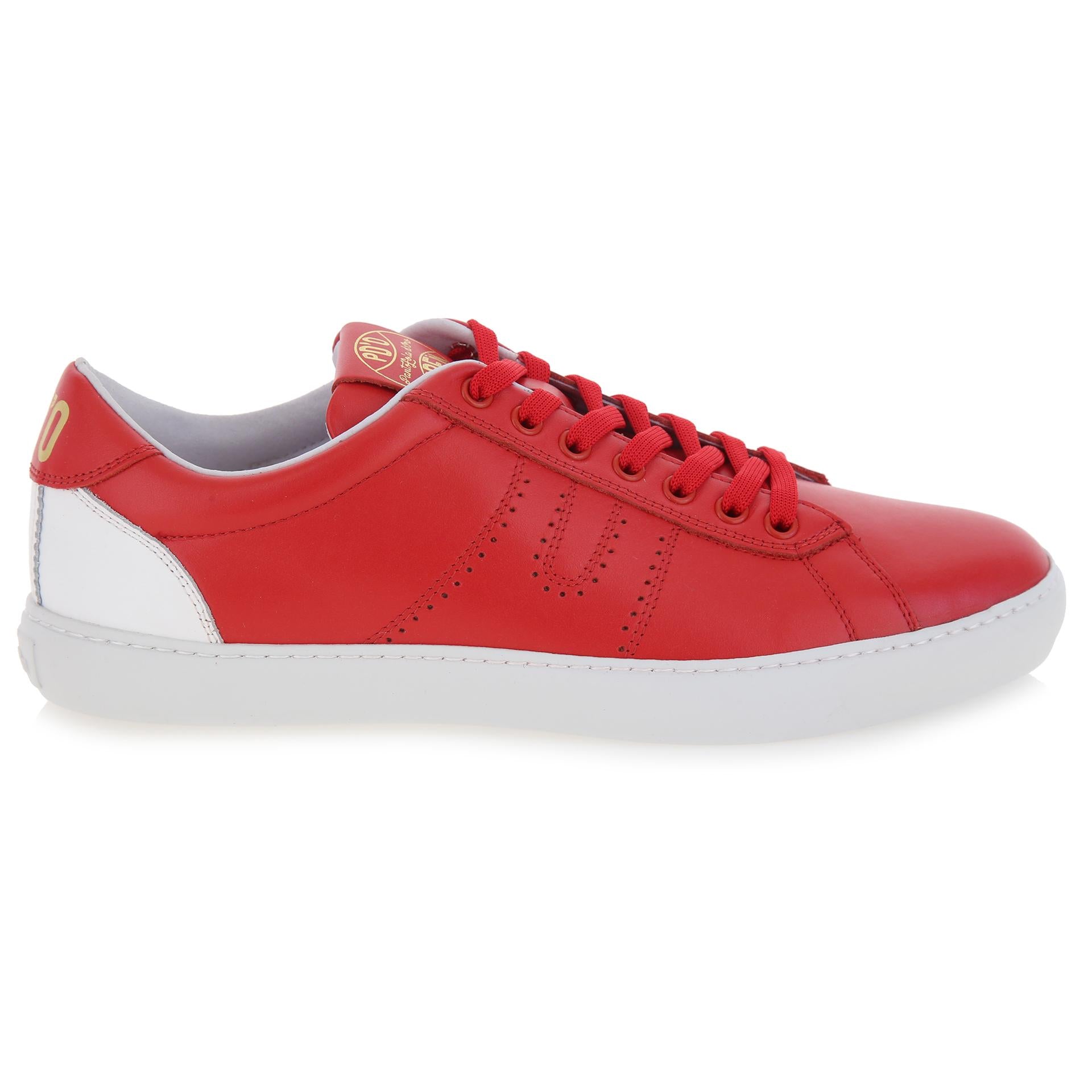 Sneakers bassa pelle rossa