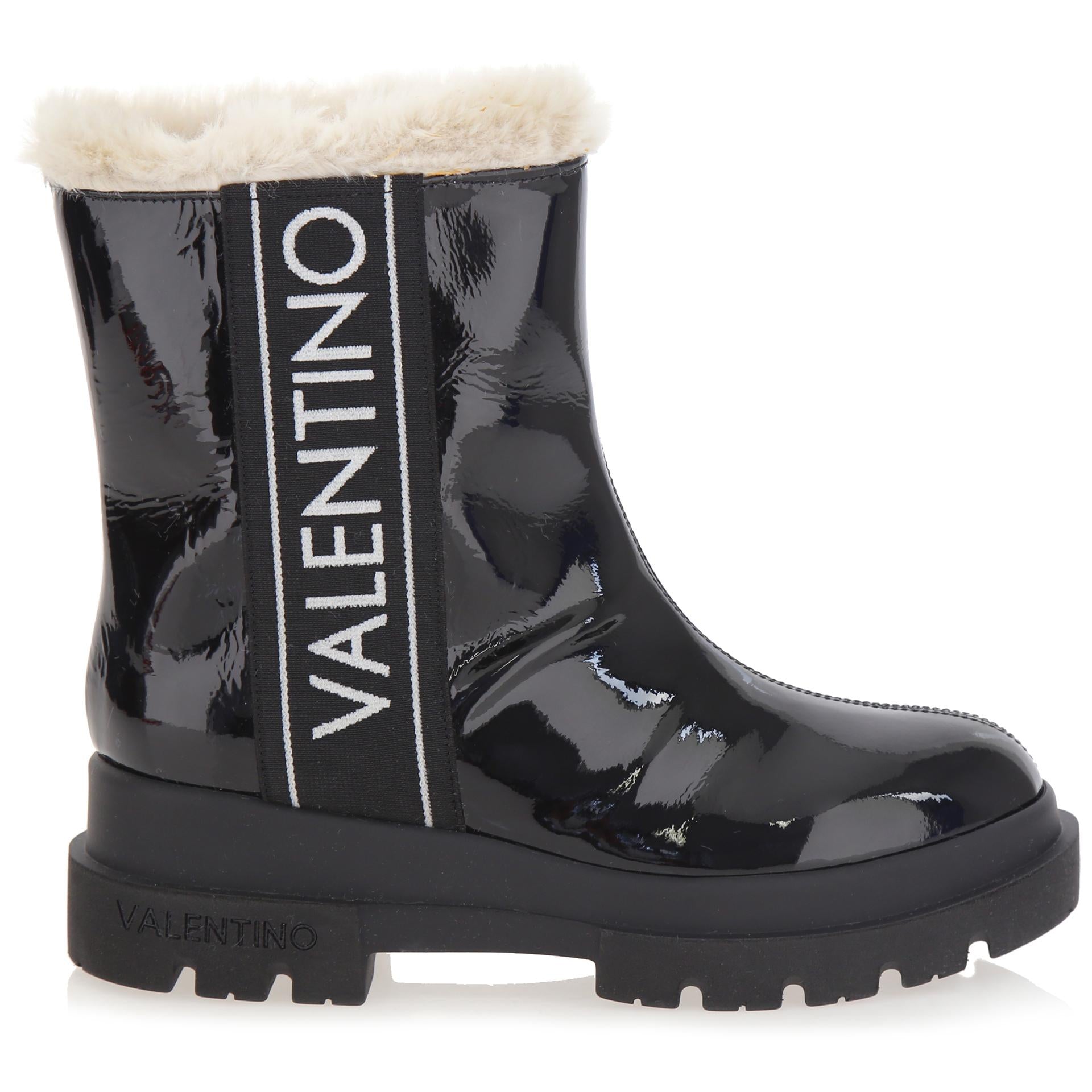 Stivali vernice nera eco-pelliccia