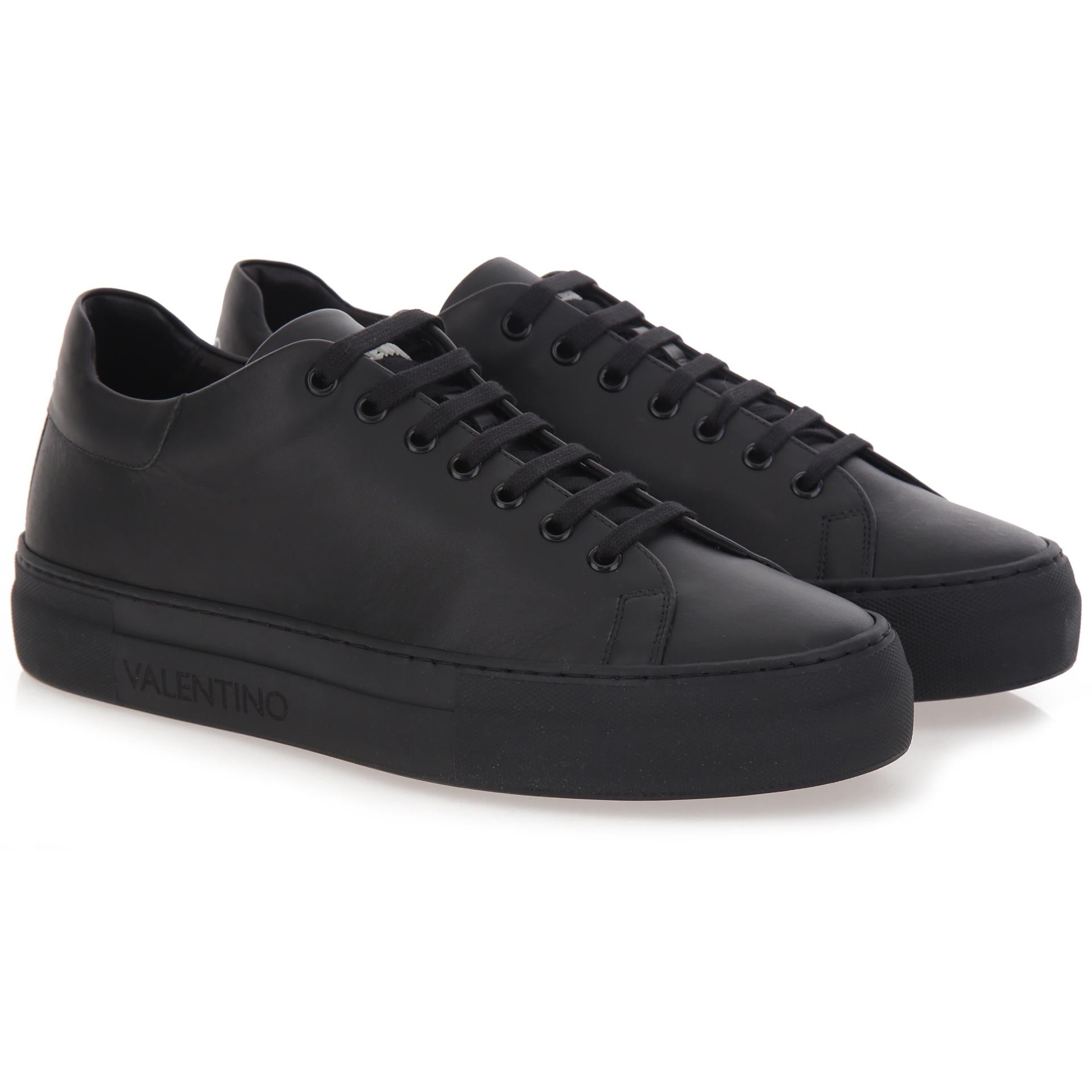 Black leather sneakers